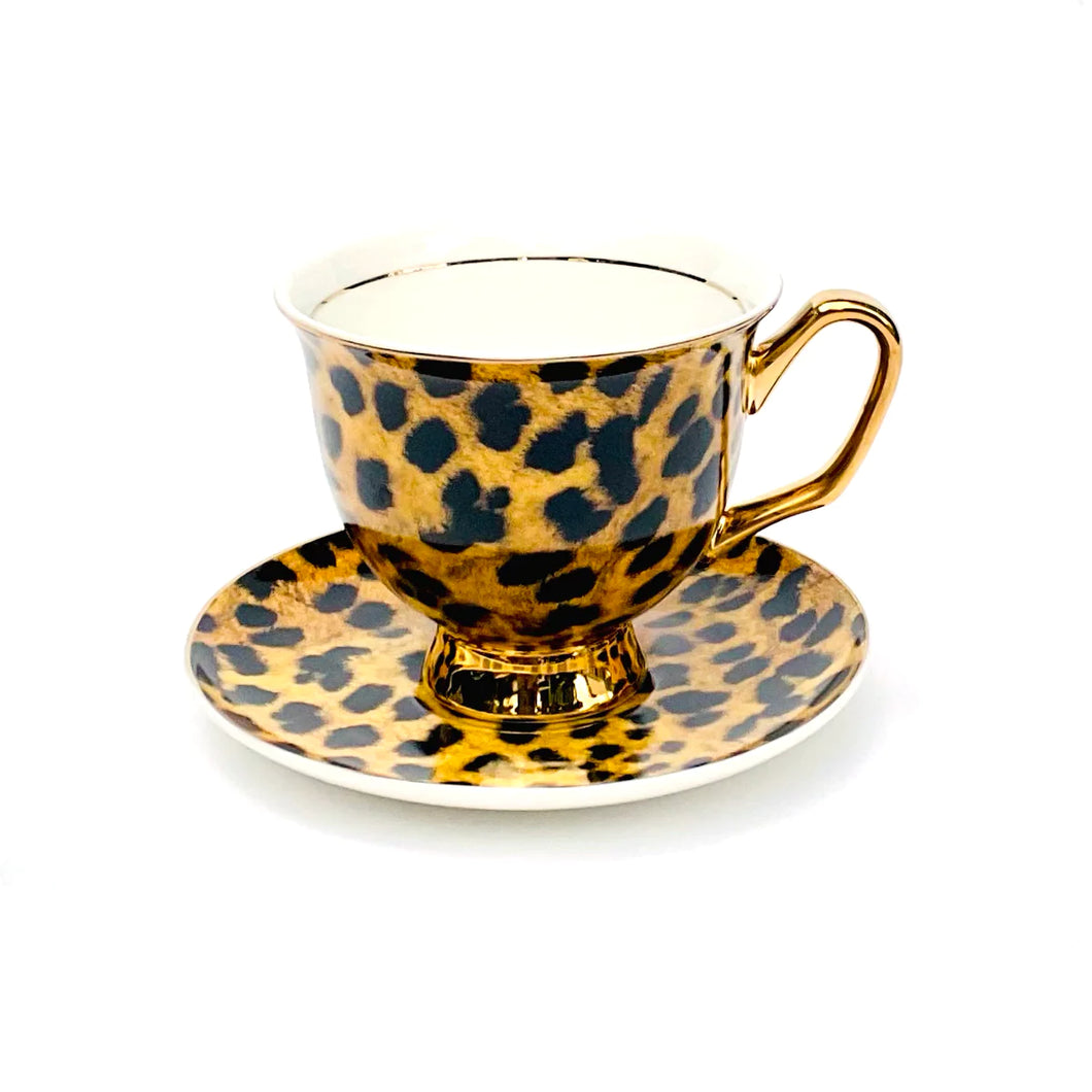 Lyndal.T Leopard Print Teacup & Saucer - XL