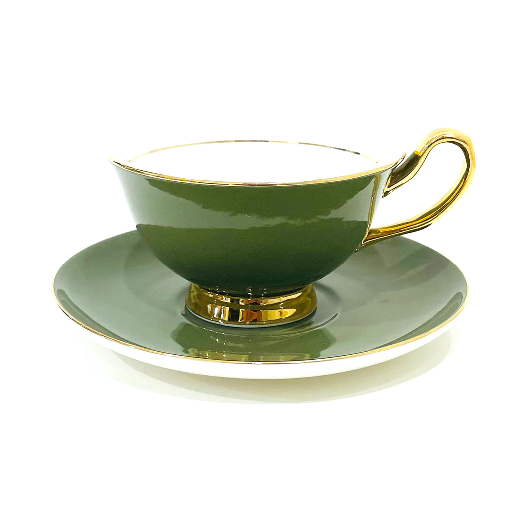 Lyndal. T Olive Green Teacup & Saucer