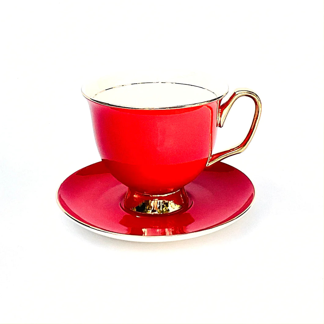 Lyndal.T Red Teacup & Saucer - XL