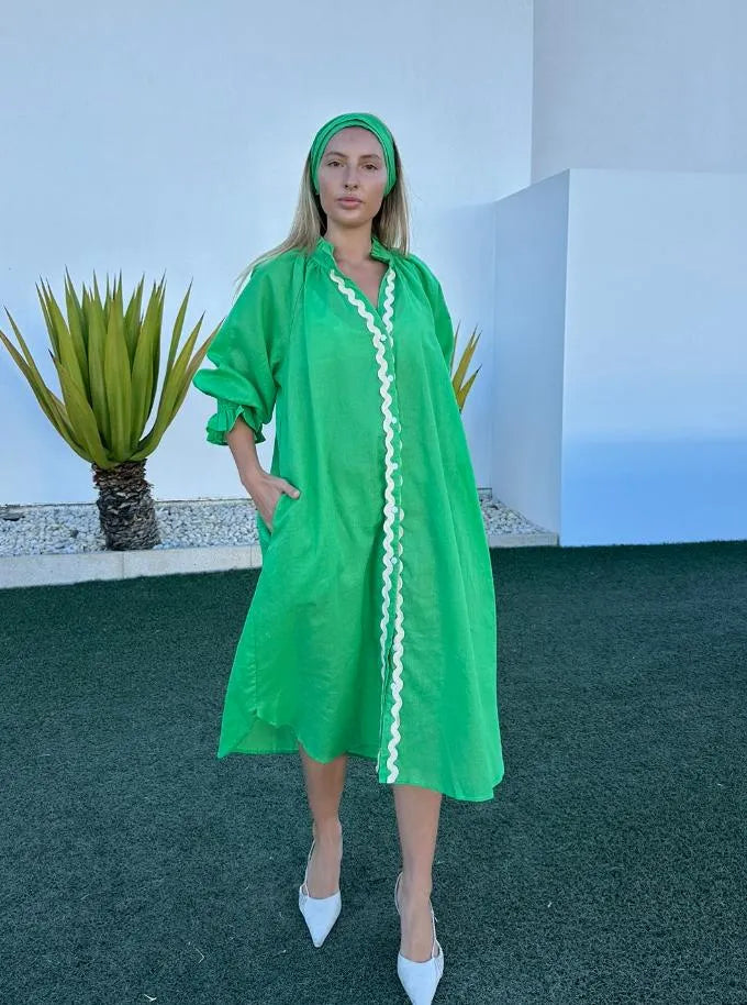 Areli Linen Dress - Green