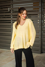 Load image into Gallery viewer, Roll Up Knit Sleeve Top - Baby Yellow
