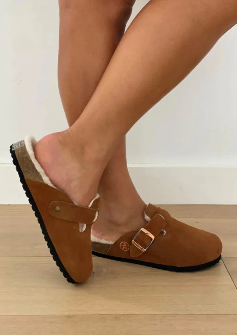 Lego Slide - Tan Suede
