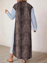 Load image into Gallery viewer, Striped Leopard Print Button-Up Shirt Dress
