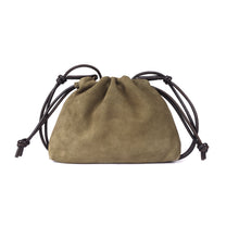 Load image into Gallery viewer, Gracie -Suede Drawstring Bag - Dark  Olive
