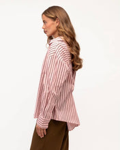 Load image into Gallery viewer, Unfold Shirt Pink &amp; Choc Stripe
