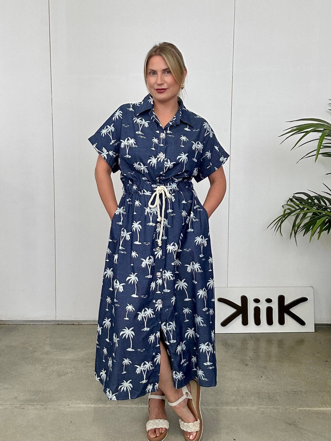 Relaxed Fit Denim Palm Print Dress