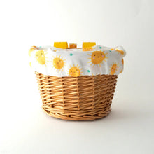 Load image into Gallery viewer, Beep Kids Wicker Bike &amp; Scooter Basket with Cute Sunshine Liner
