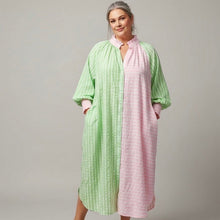 Load image into Gallery viewer, Neon Stripe Constrast Shirt Dress
