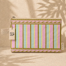 Load image into Gallery viewer, Striped  Large Zip Waterproof Pouch

