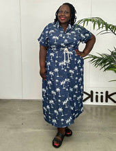Load image into Gallery viewer, Relaxed Fit Denim Palm Print Dress
