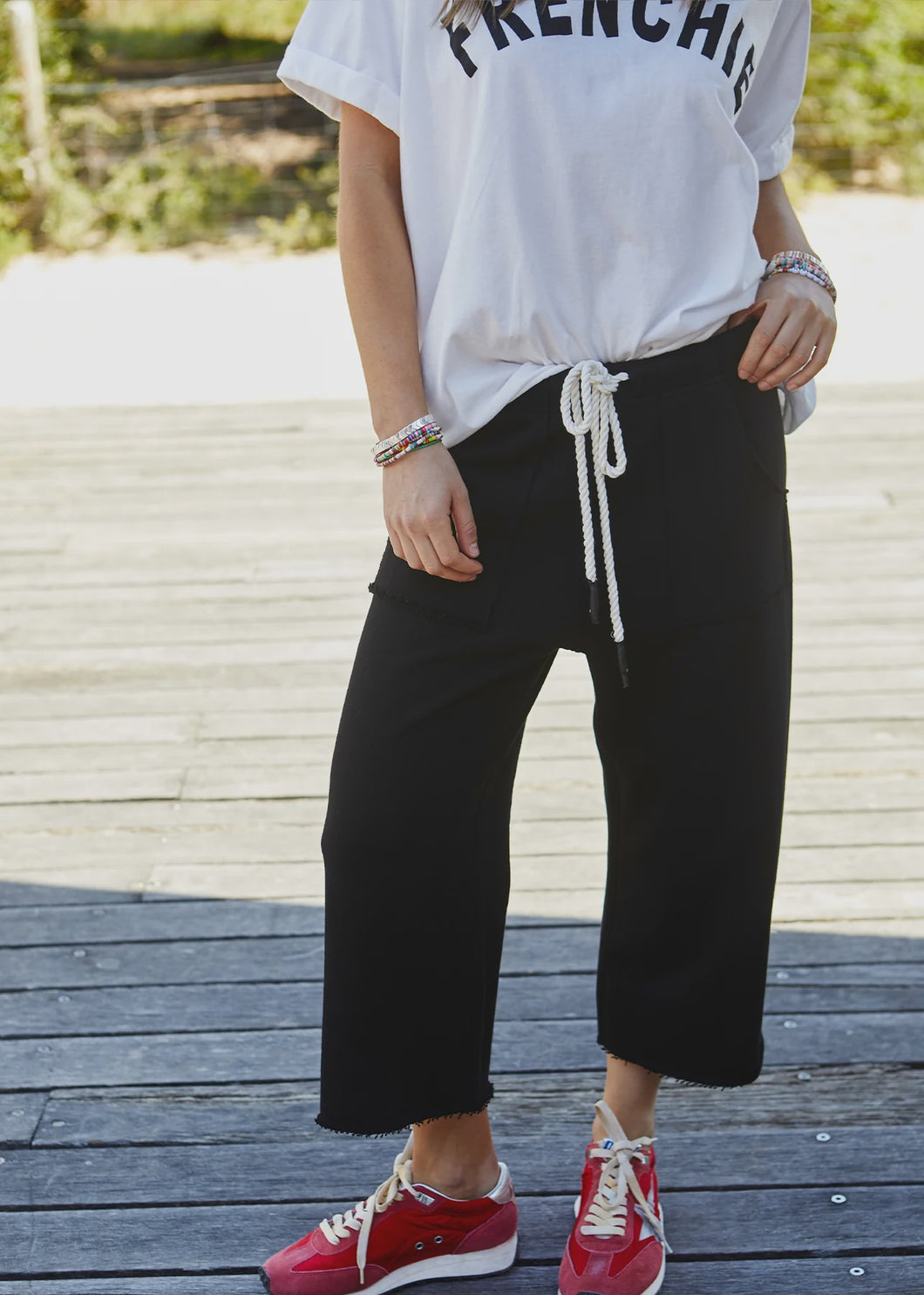 Frenchie Crop Track Pant - Black