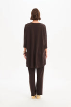 Load image into Gallery viewer, Striped Front 3/4 Sleeve Tee Choc/Crm Stripe

