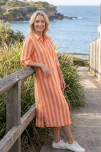 Load image into Gallery viewer, Sofia Shirt Dress - Orange/Pink Stripe
