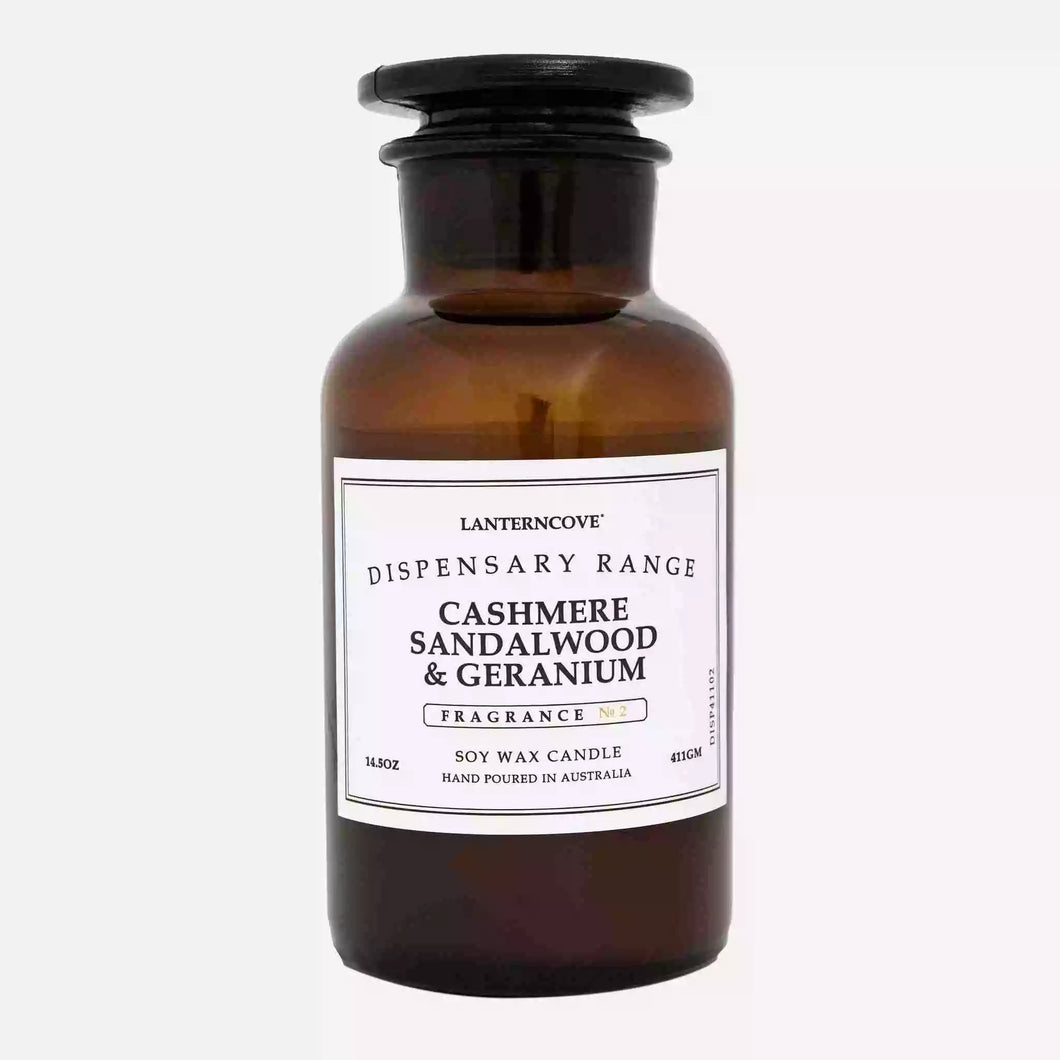 Cashmere Sandalwood & Geranium Dispensary 6.5oz Candle