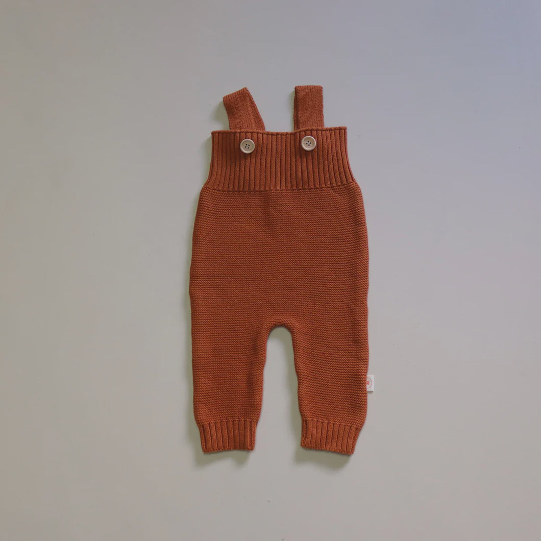 Organic Cotton Knit Overalls - Chocolate